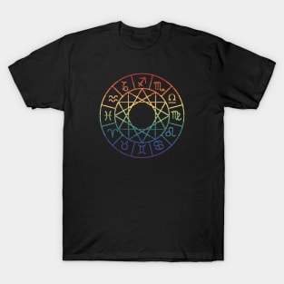 Vintage Distressed Rainbow Gay Pride Zodiac Signs T-Shirt